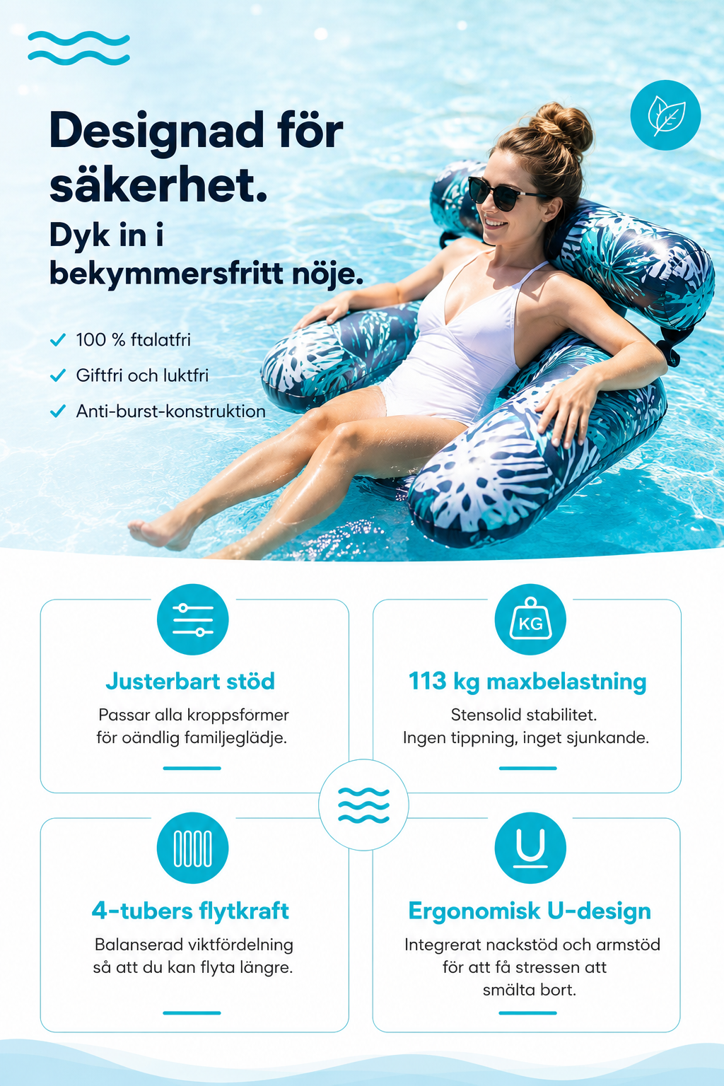 Flytande Stol med Ryggstöd – Maximal Komfort i Vattnet