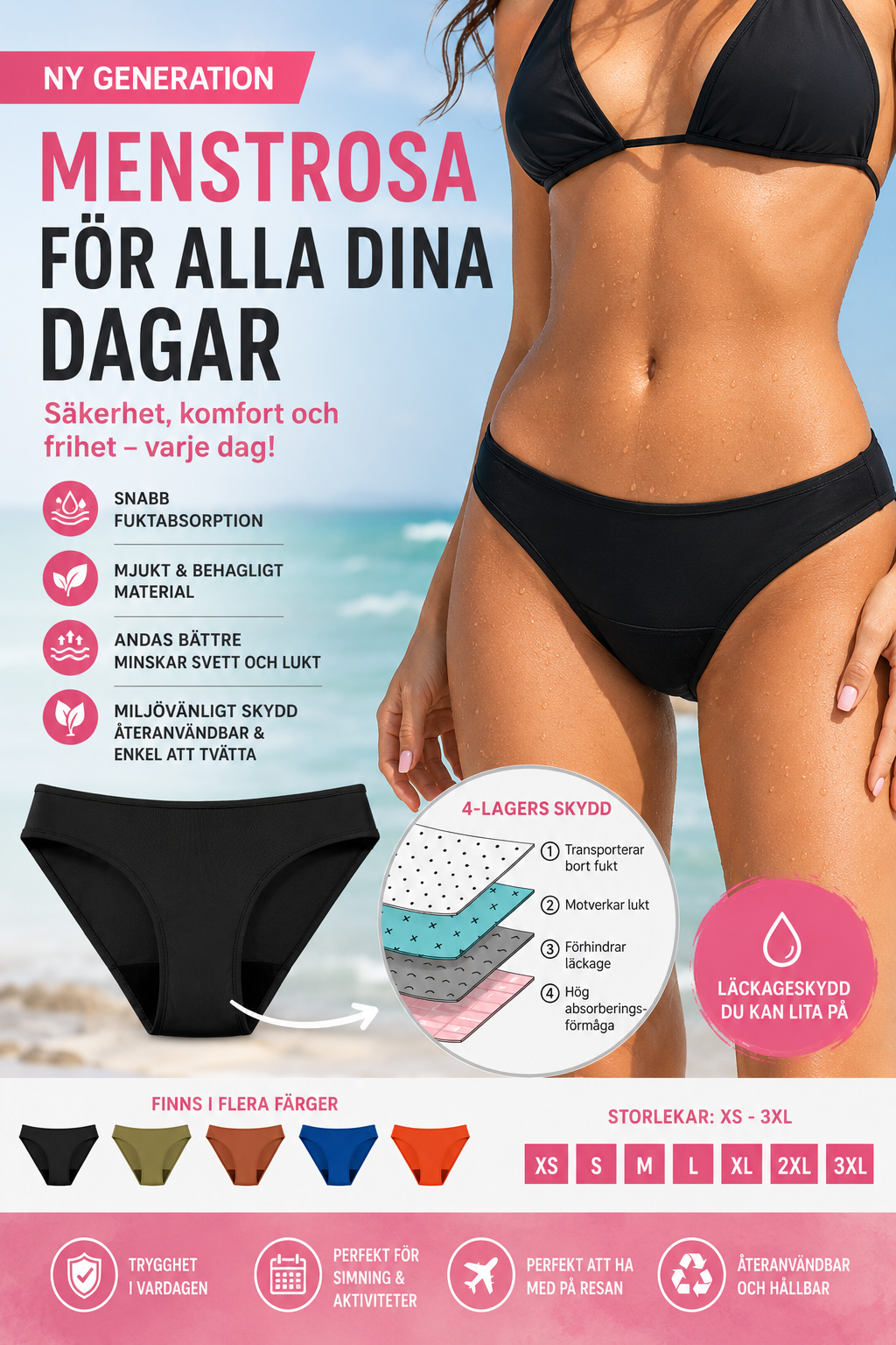 Menstrosa/Bikinitrosa – Trygghet i vardagen och i vattnet