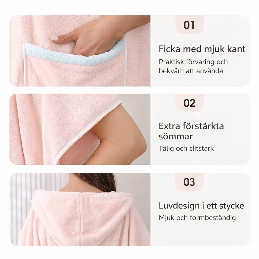 Stor, Lös & Snabbabsorberande Badrock med Luva för vuxna