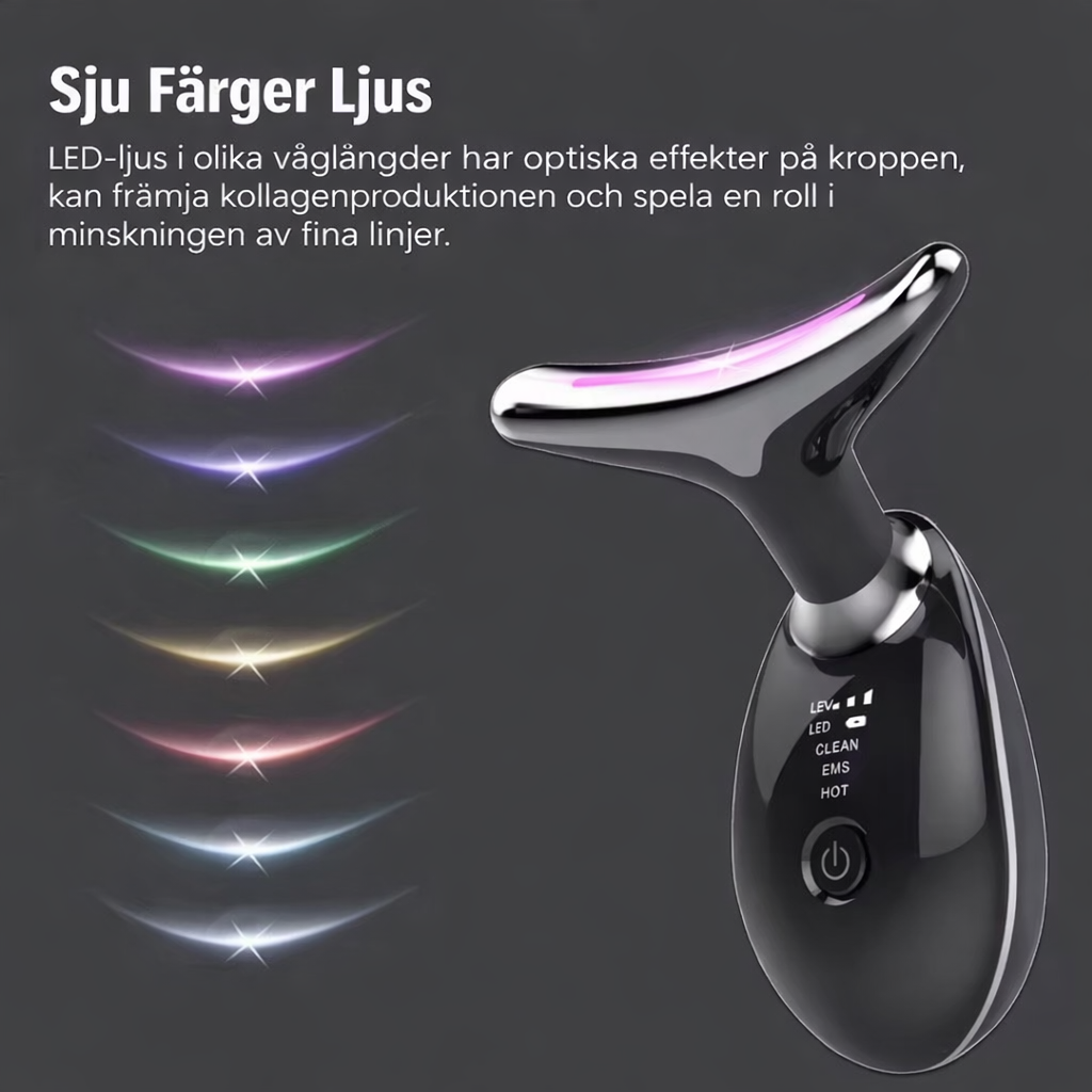 EMS Ansikts- och Halslyftapparat med LED-ljusterapi – för fastare hud, minskad dubbelhaka och anti-age-effekt