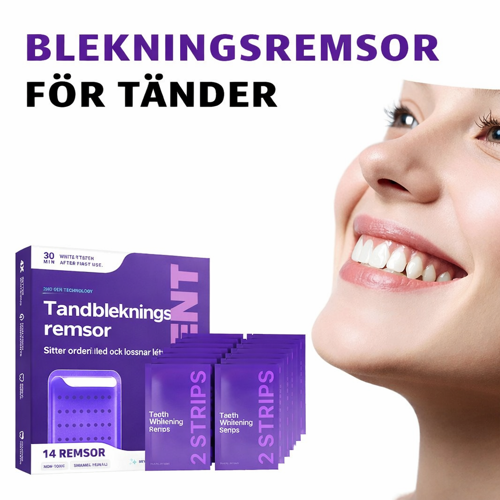 Lila Tandblekningsremsor – Fräsch Andedräkt & Vitare Tänder
