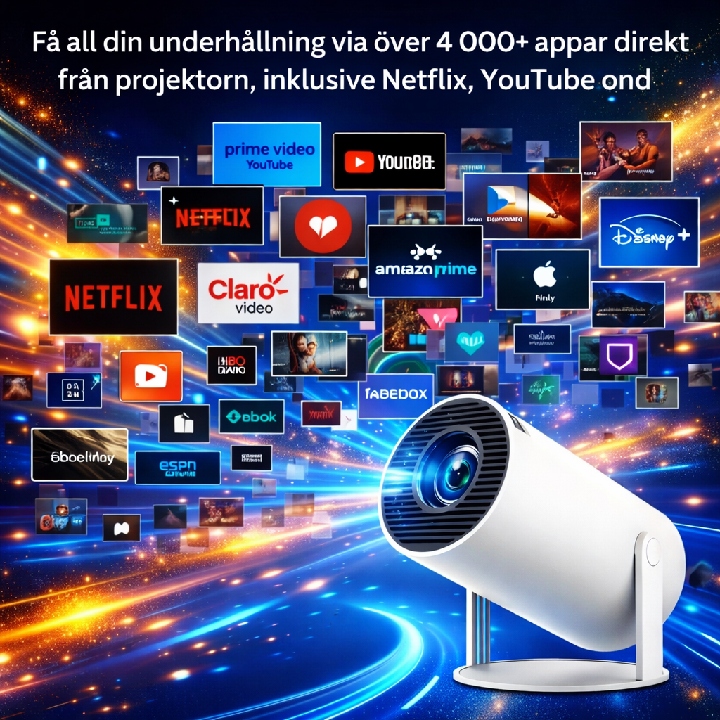 MiniLux Pro – Smart Miniprojektor med Bluetooth samt WiFi (2025 Modell)