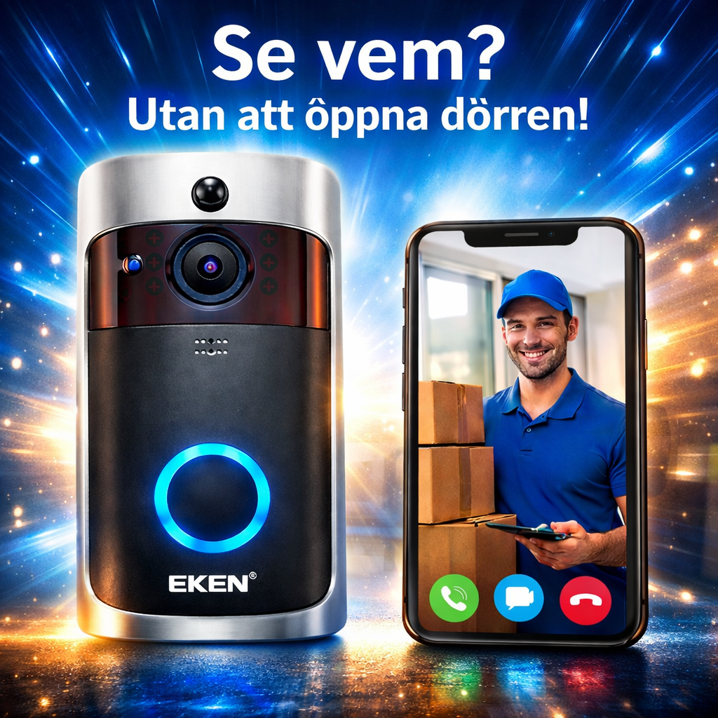 Smart Trådlös Videodörrklocka – Se vem som ringer på dörren, var du än är