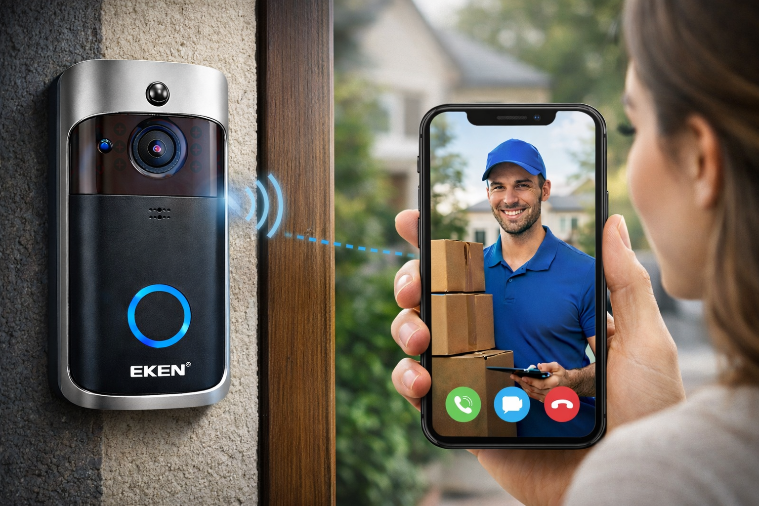 Smart Trådlös Videodörrklocka – Se vem som ringer på dörren, var du än är