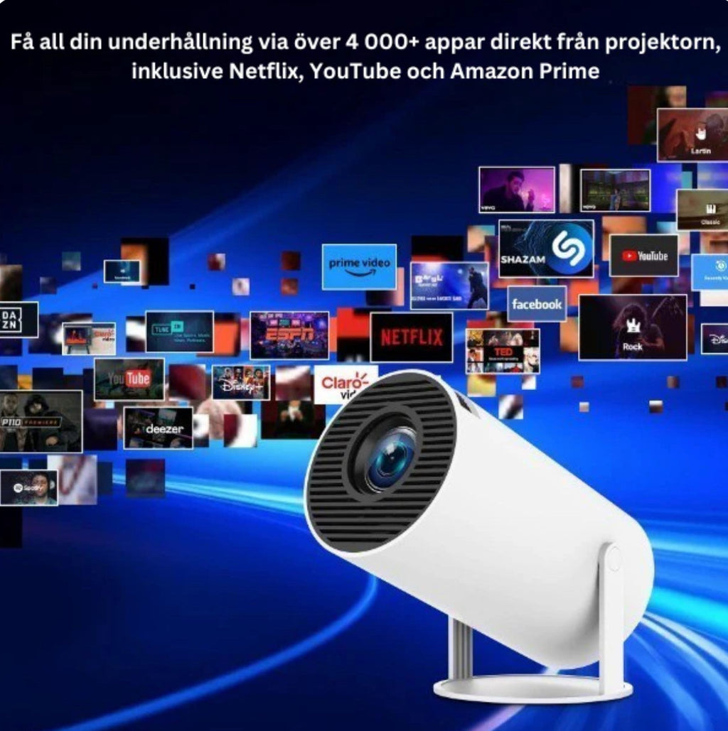 MiniLux Pro – Smart Miniprojektor med Bluetooth samt WiFi (2025 Modell)
