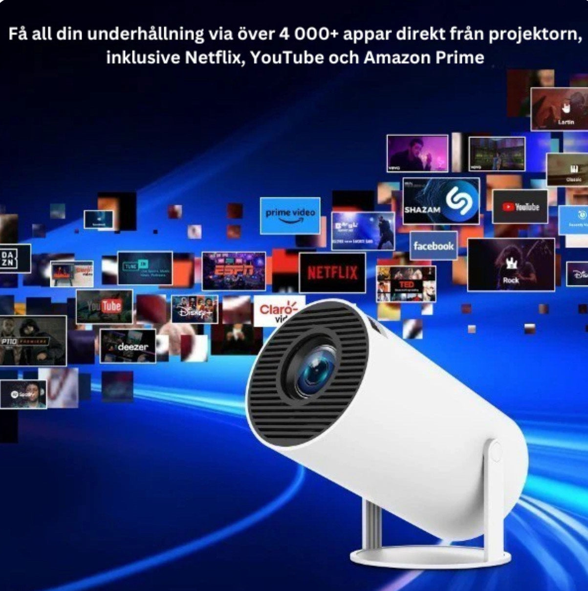 MiniLux Pro – Smart Miniprojektor med Bluetooth samt WiFi (2025 Modell)