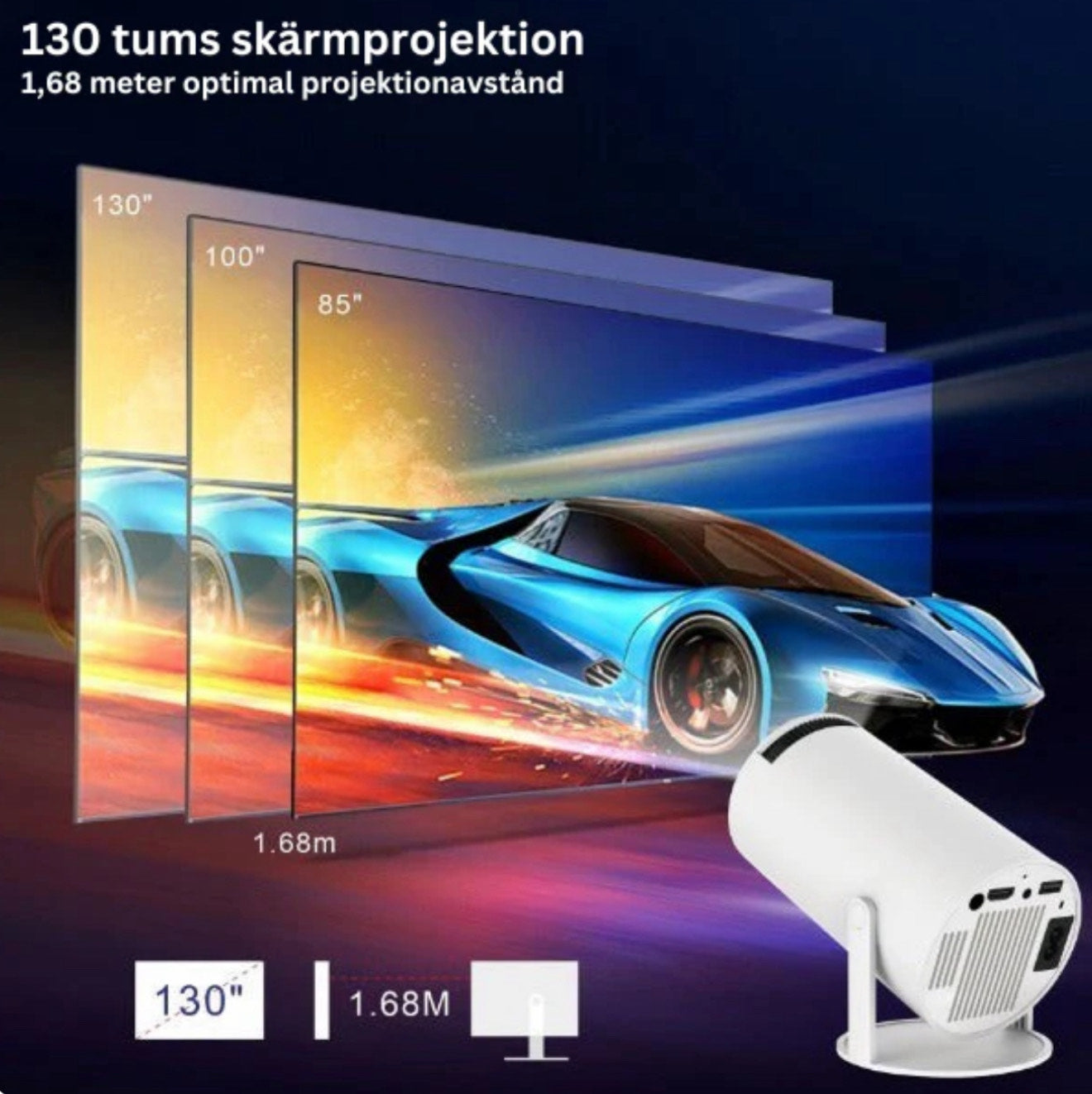 MiniLux Pro – Smart Miniprojektor med Bluetooth samt WiFi (2025 Modell)
