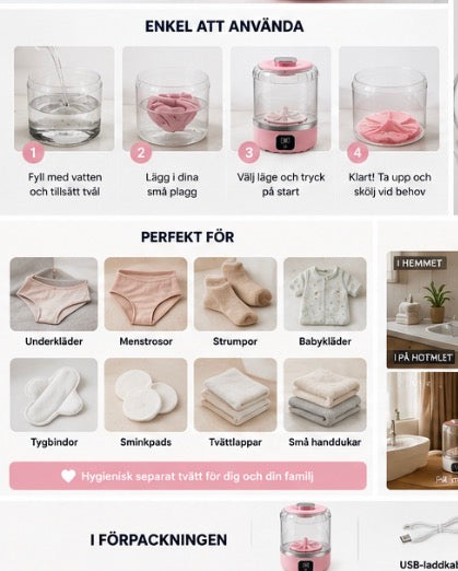 🧺 MiniWash Pro™ – Sladdlös Mini Tvättmaskin