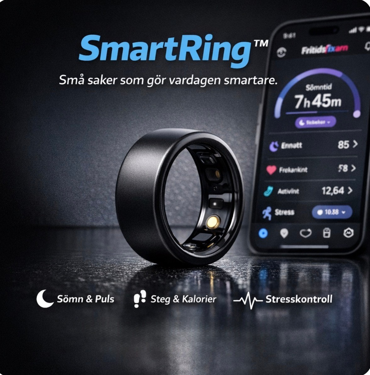 Smart Fitness Ring / Hälsospårningsring