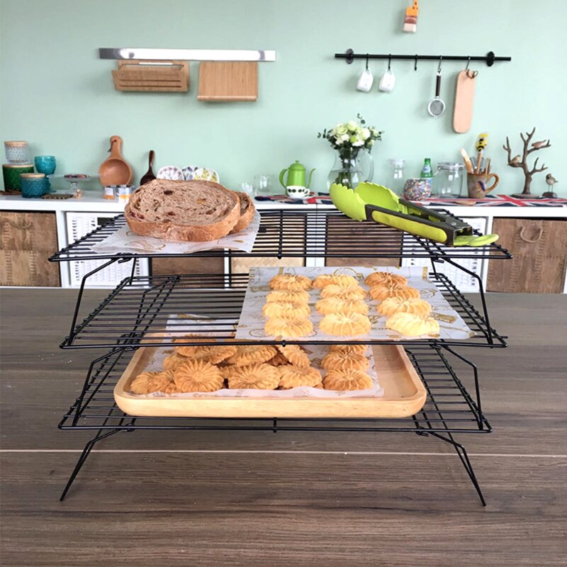 3-Layer Baking Cooling Rack Stackable Bread Cake Cooling Rack Net Mat