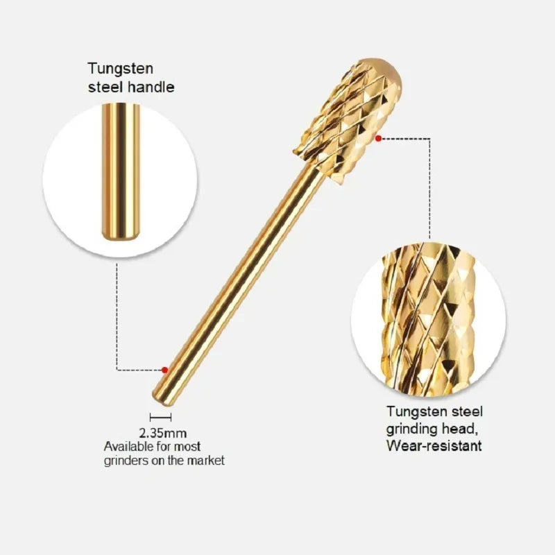 Milling Cutter Golden Carbide Nail Drill Bits For Electric Nail Drill Manicure Machine Pedicure Nail Files Accessories