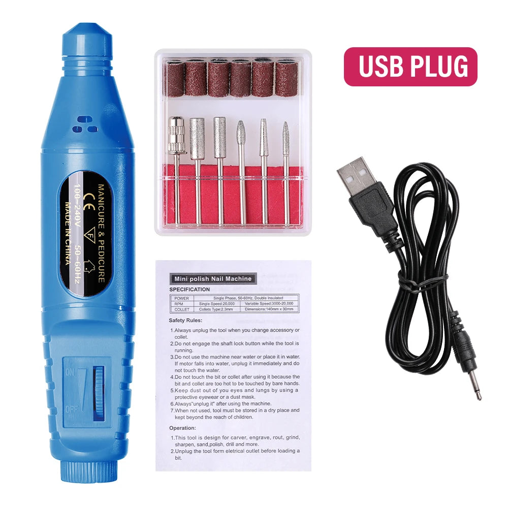 LULAA Electric Nail Sander Nail Drill Machine Grinder Nail Removal Exfoliating Polishing Tool Pedicure Machine Adapter