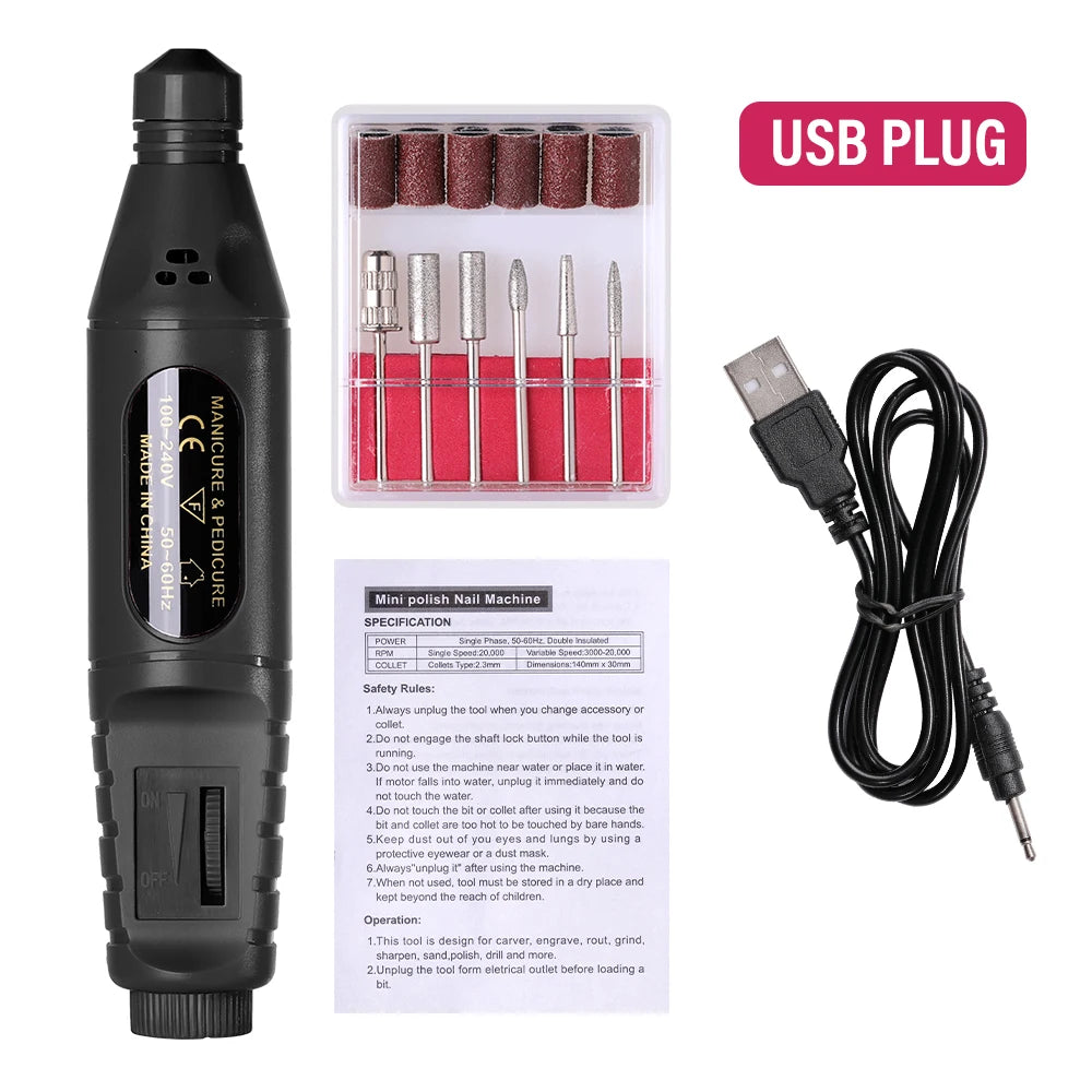 LULAA Electric Nail Sander Nail Drill Machine Grinder Nail Removal Exfoliating Polishing Tool Pedicure Machine Adapter