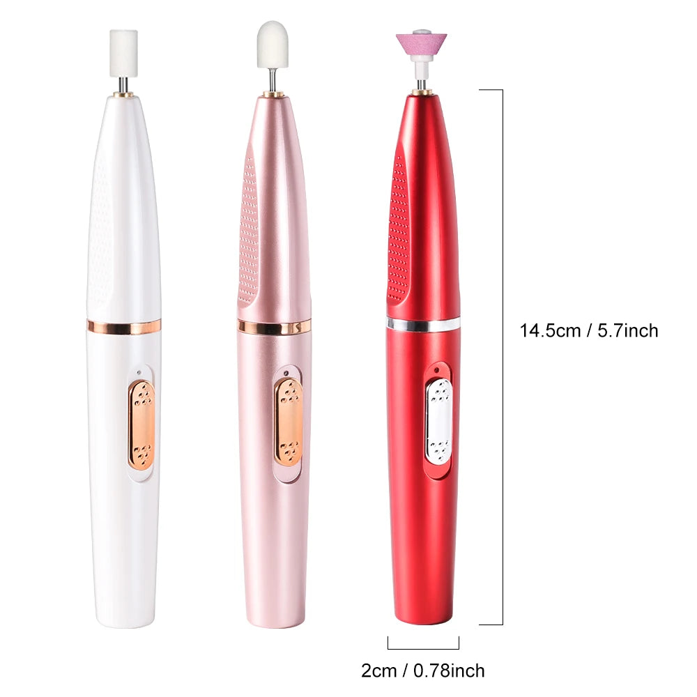Portable Wireless Nail Drill Machine Rechargeable 15000 RPM Manicure Polisher with 11pcs Durable Grinding Heads & Sand Rings Set
