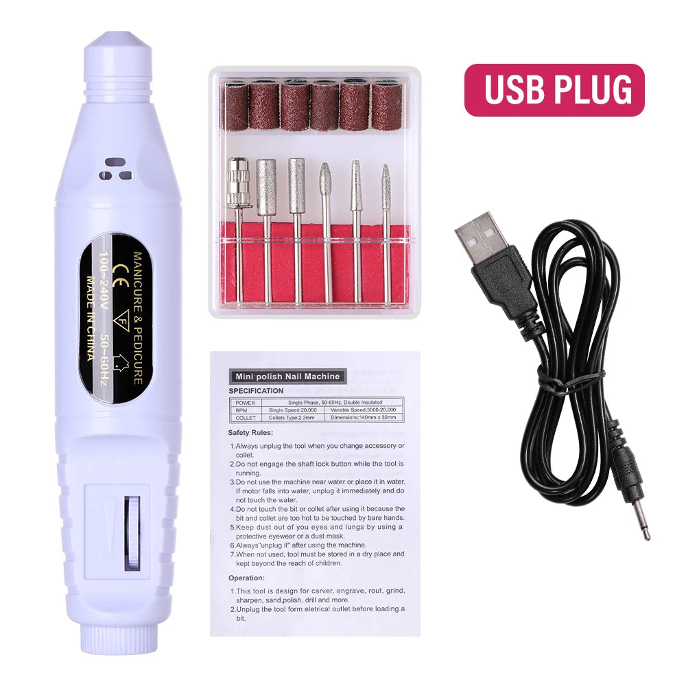 LULAA Electric Nail Sander Nail Drill Machine Grinder Nail Removal Exfoliating Polishing Tool Pedicure Machine Adapter