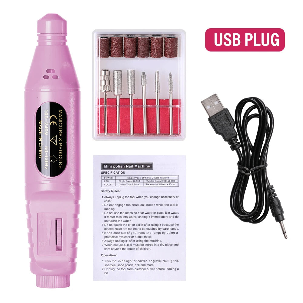 LULAA Electric Nail Sander Nail Drill Machine Grinder Nail Removal Exfoliating Polishing Tool Pedicure Machine Adapter