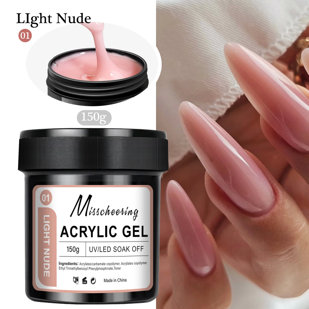 Nagelförlängningsgelé 150g– vit, ljusrosa akryl nagelkonst UV/LED-gel