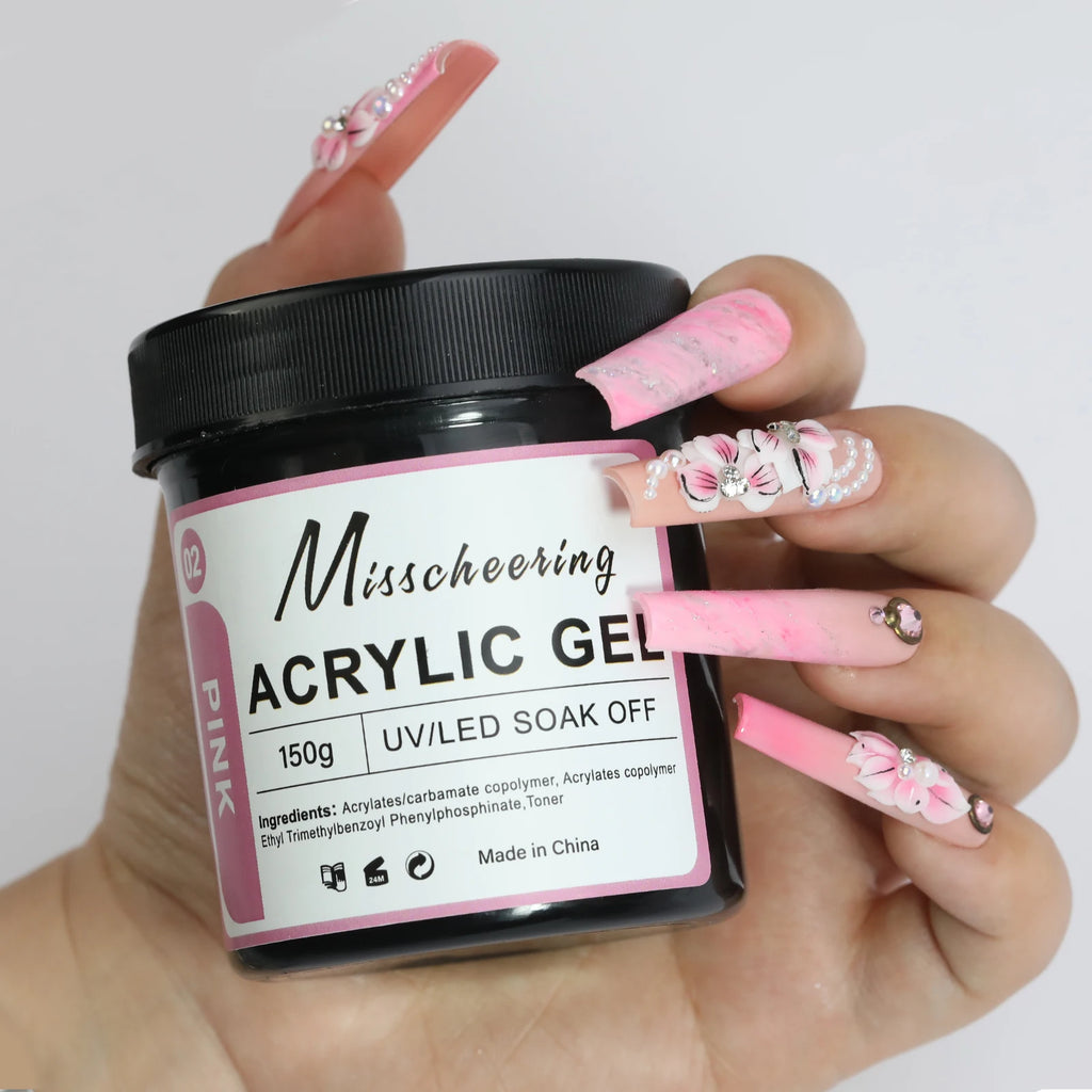 Nagelförlängningsgelé 150g– vit, ljusrosa akryl nagelkonst UV/LED-gel