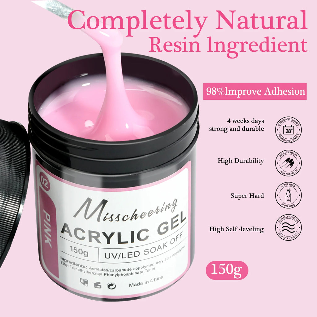 Nagelförlängningsgelé 150g– vit, ljusrosa akryl nagelkonst UV/LED-gel